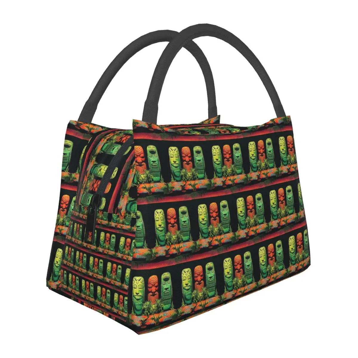 Garden Of Tikis Tiki Mask Lightweight Handheld Insulated Lunch Bag Aluminum Foil Liner for Adults Students Travel Picnic