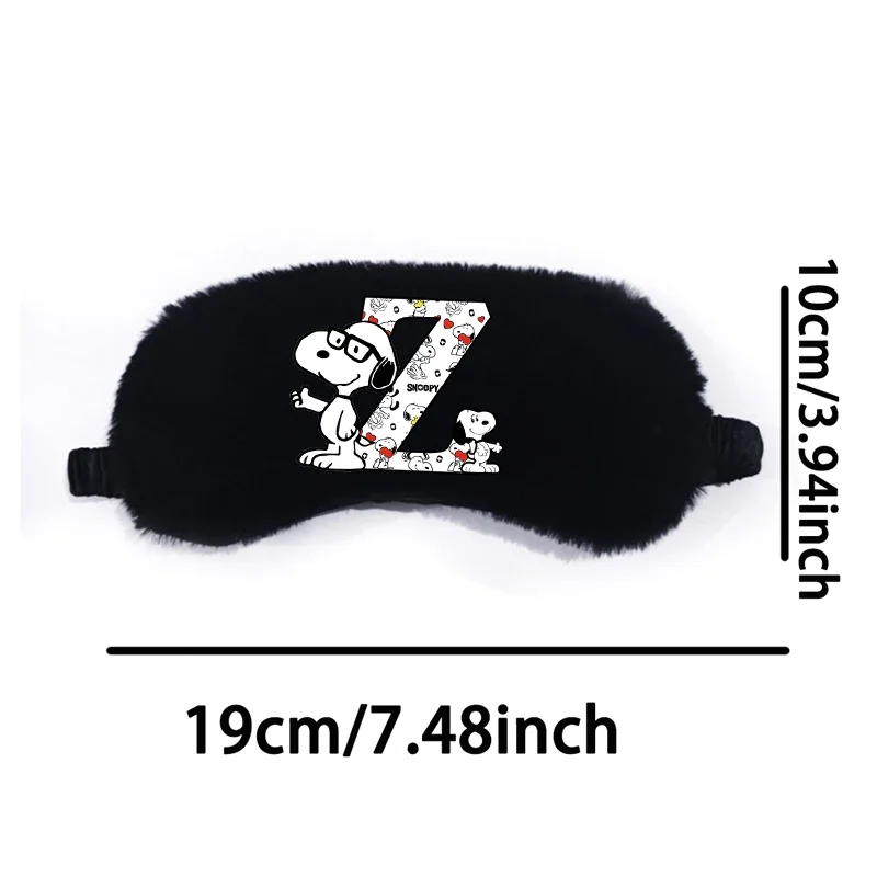 Snoopys Plush Eye Patch for Sleeping Cartoon Letter A-Z Eyes Mask Men Women Fashion Shading Sleep Aid Eyeshade Soft Blindfold