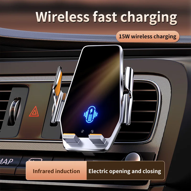 

Auto-Clamping Wireless Car Charger Vent Mount, 15W Fast Charging, Phone Holder For iPhone 15 14 13pro Charger Universal BK24-A-S