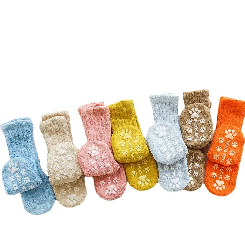 Kids Socks Thick Cold Winter Socks Super Warm Baby Snow Socks Christmas Gifts Coral Fleece Silicone Non-slip Floor Socks