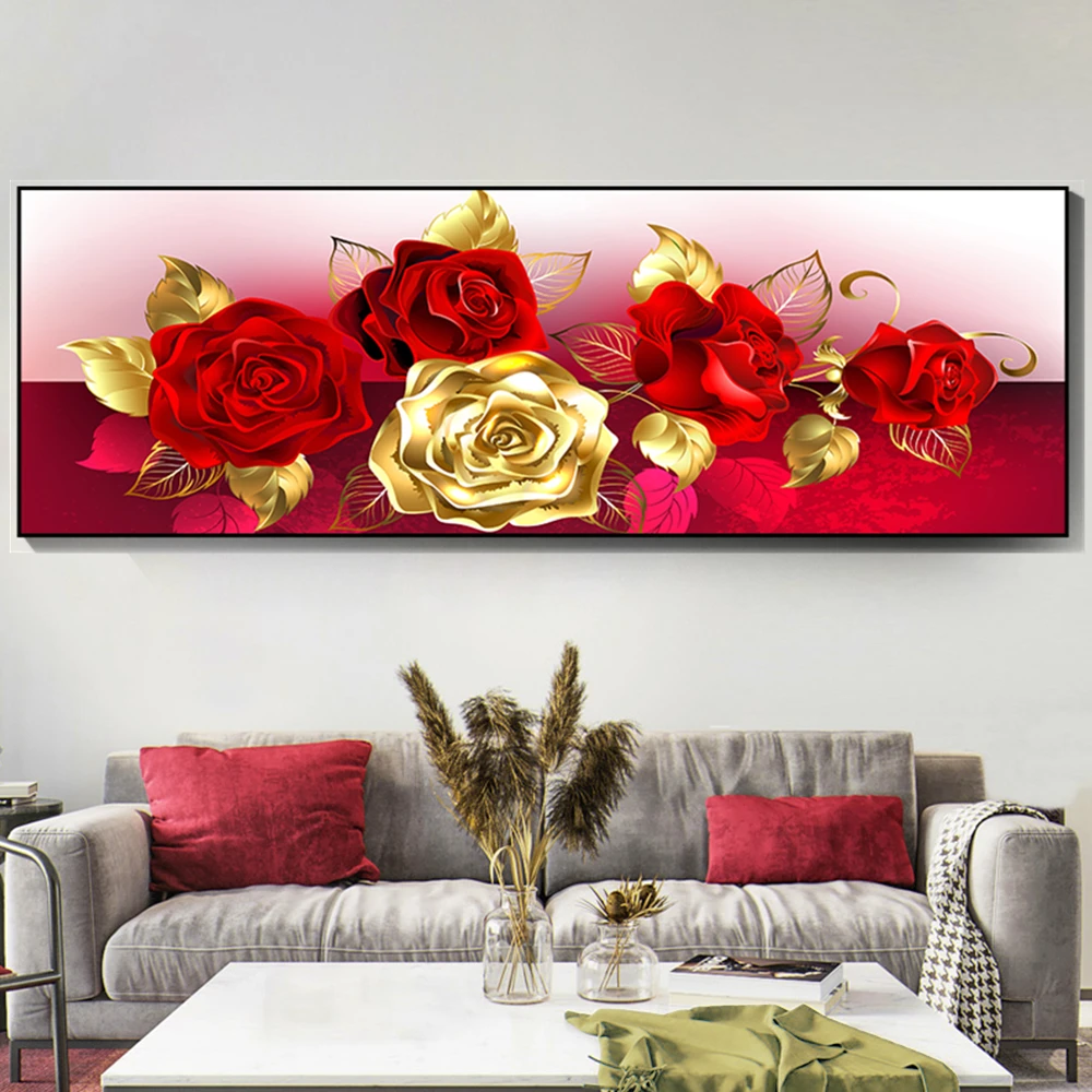 Large Size DIY 5D Diamond Painting Flowers Series Full Drill Square Embroidery Mosaic Art Picture of Rhinestones Home Decor Gift