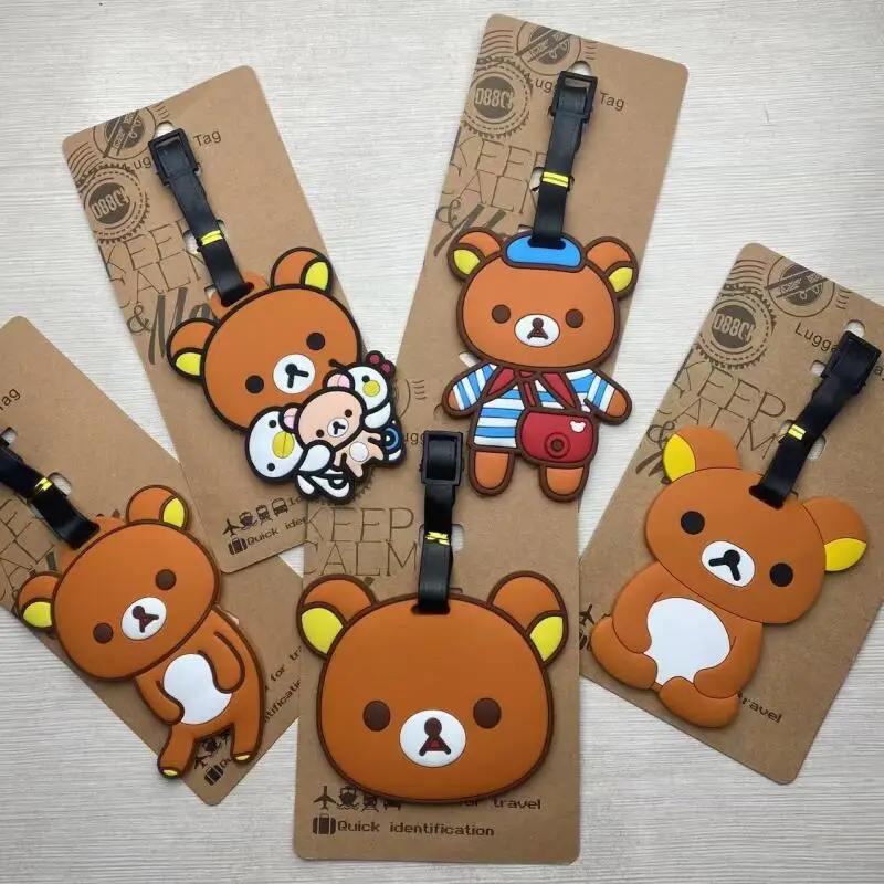 

Kawaii Rilakkuma Exquisite and Creative Cartoon Pvc Dropper Soft Rubber Luggage Tag Travel Luggage Pendant A Gift for Girls