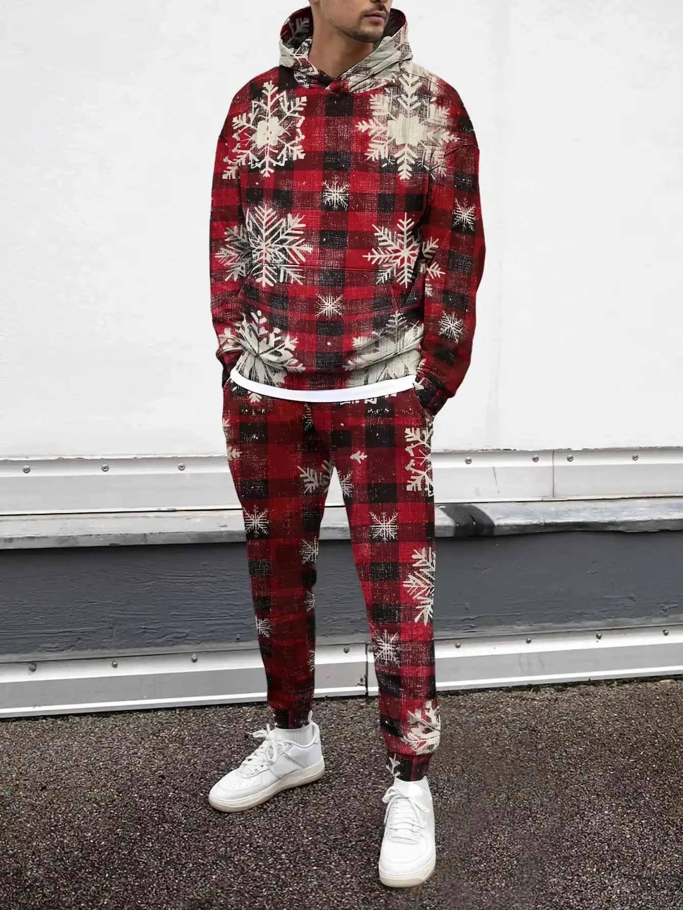 جديد عيد الميلاد سانتا كلوز ثلاثية الأبعاد طباعة هوديي + السراويل قطعتين مجموعة الرجال النساء موضة 2 قطعة بدلة رياضية ندفة الثلج شجرة عيد الميلاد