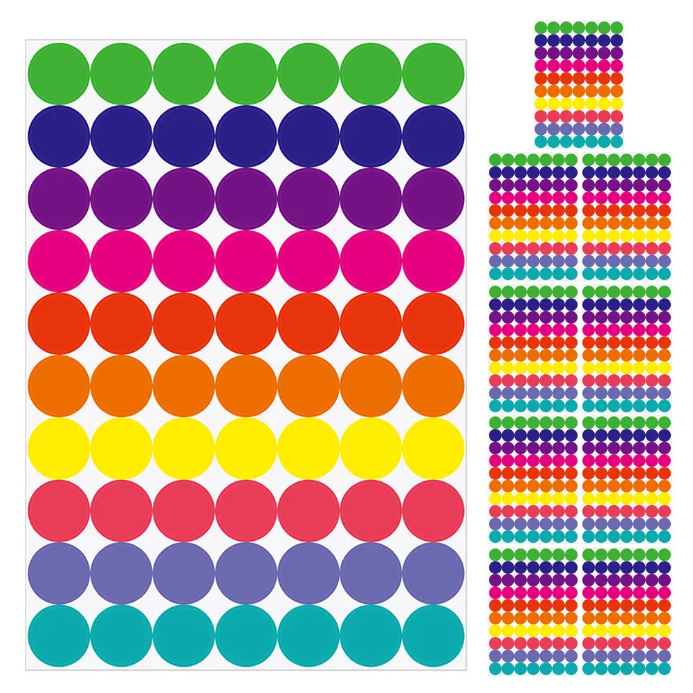 

20 Sheets Writable Round Stickers Adhesive Label Dots for Color Coding Sealing Bags Jars Notebooks Office Supplies Classroom