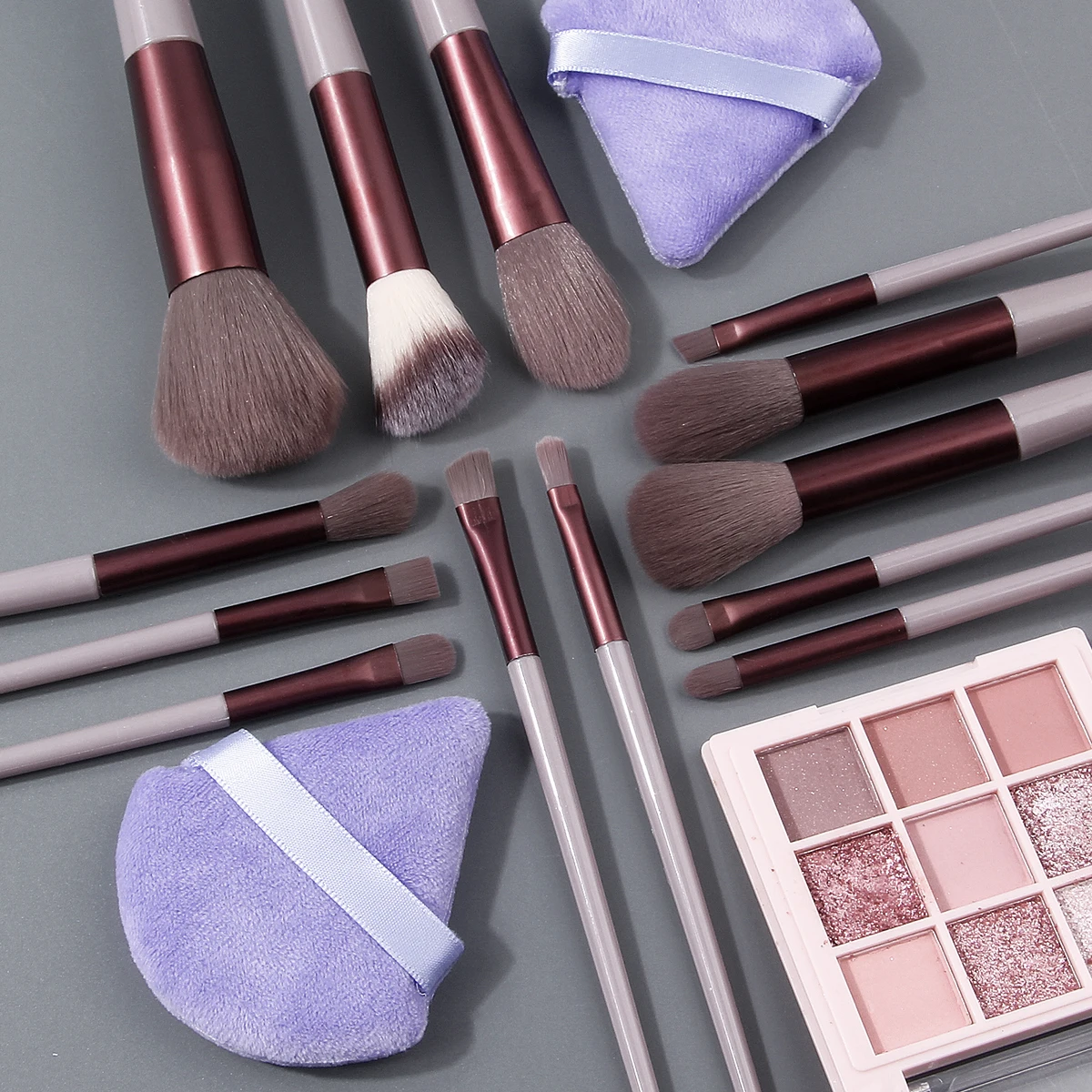 ชุดแปรงแต่งหน้าอเนกประสงค์คุณภาพสูง 16 ชิ้น, พัฟแป้งรูปพัดนุ่ม, ถังเก็บของความจุขนาดใหญ่