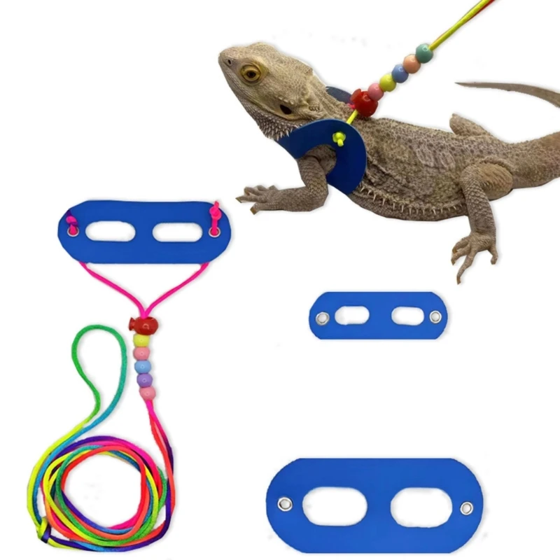 Adjustable Lizards Leash 3 Size Bearded Dragon Harness PU Multicolored