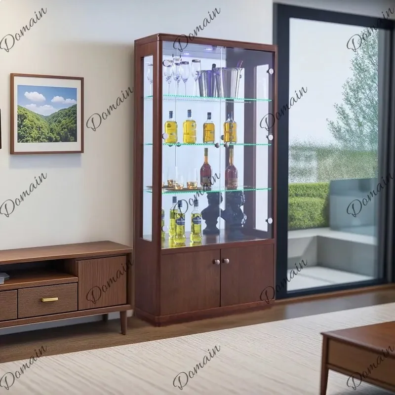 ZX Modern Minimalist Wine Cabinet With Lock Glass Display Cabinet For Living Room Home Decor
