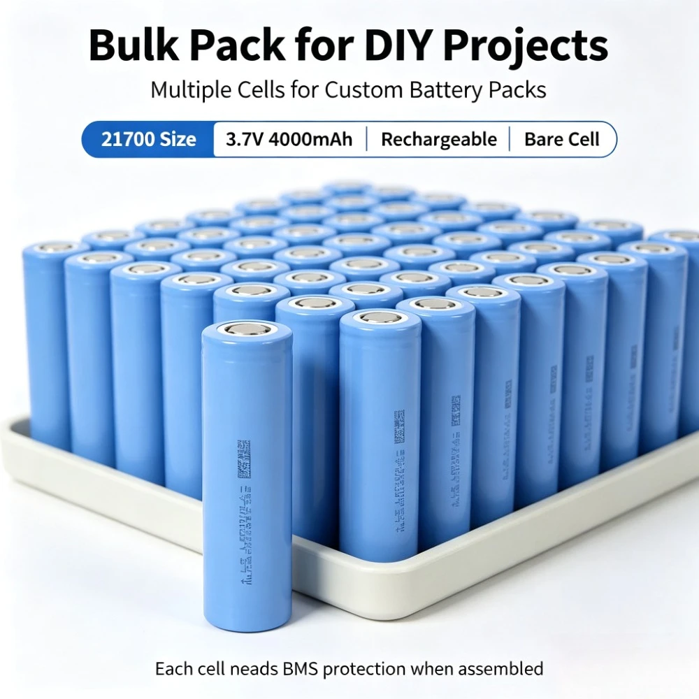 21700 Rechargeable Lithium‑ion Bare Cell 3.7V 4000mAh Brand New Cylindrical Battery for DIY Power Bank Flashlight Torch Power To