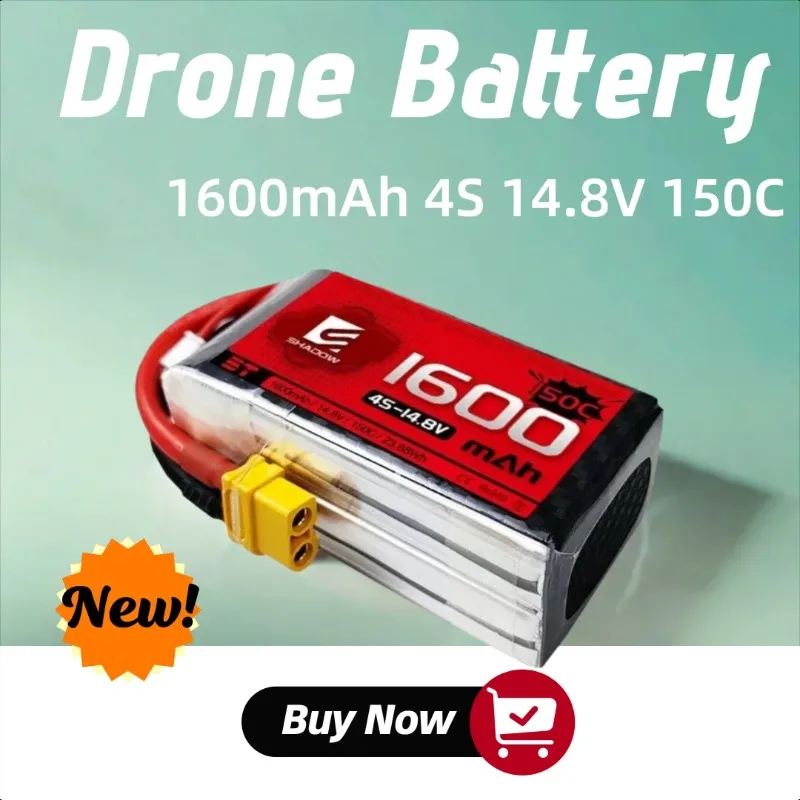 

1600mAh 4S 14.8V 150C XT60 LiPo Battery for RC Helicopter Quadcopter FPV Racing Drone Battery