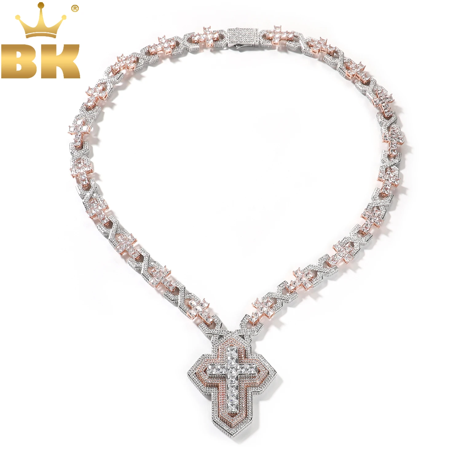 

TBTK 3-слойное ожерелье с крестом ручной работы Iced Out с кубическим цирконием, цепочка с крестом X, ювелирные изделия в стиле хип-хоп для подарка