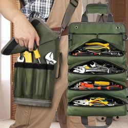 Heavy Duty Tool Bag,Roll Up Tool Organizer,Portable Storage with Detachable Zipper Pouch,Carrier Bag for Electrician Mechanic