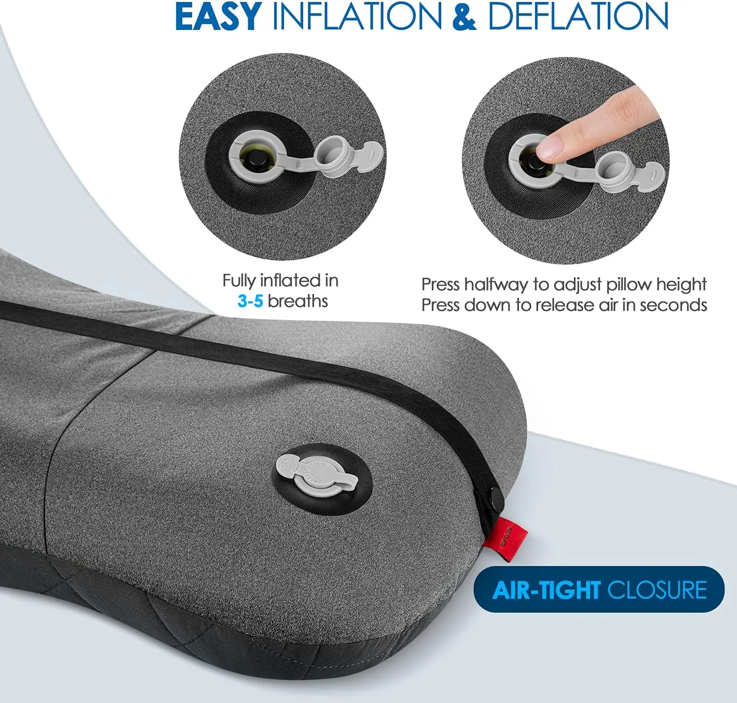 Travel Ultra Light Inflatable Pillow Upgraded Backpack Pillow Camping Pillow Strap Removable Cover