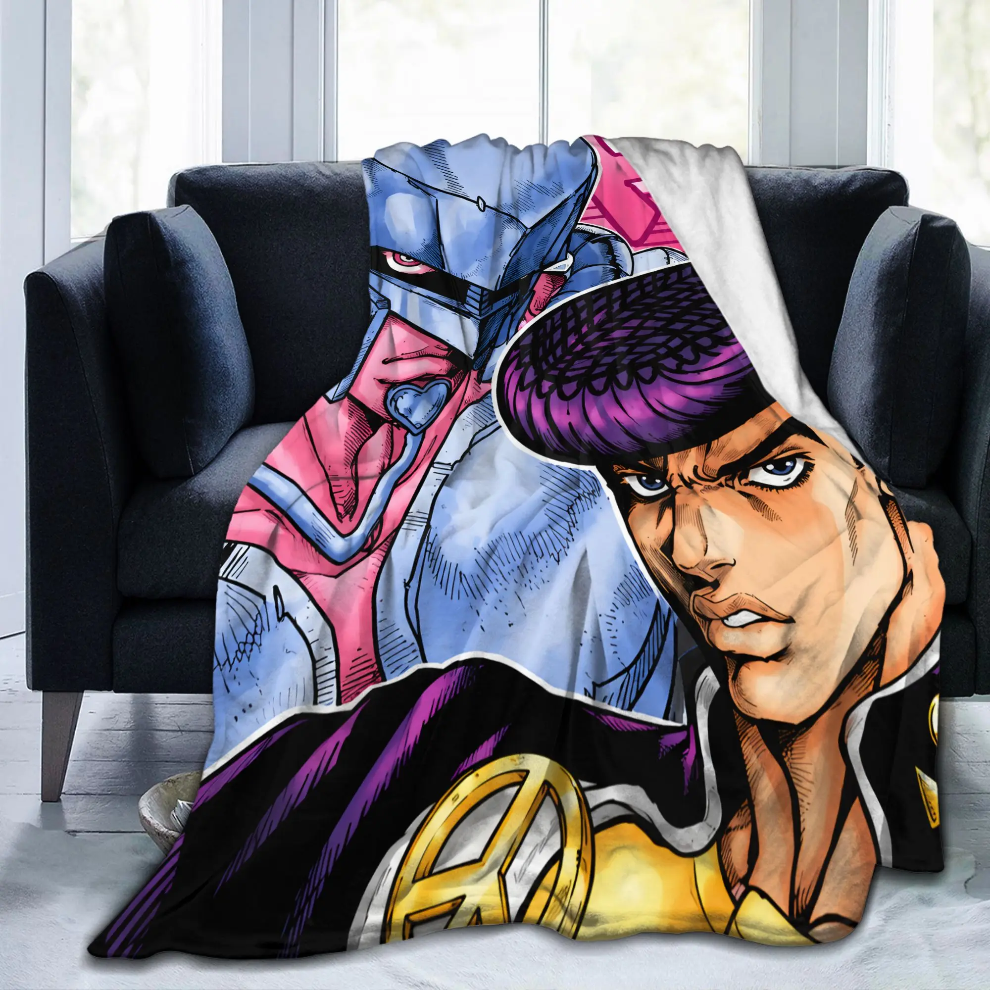 JoJos Bizarres Adventures Blankets Japan Anime Fuzzy Awesome Warm Throw Blankets for Bed Sofa Autumn/Winter
