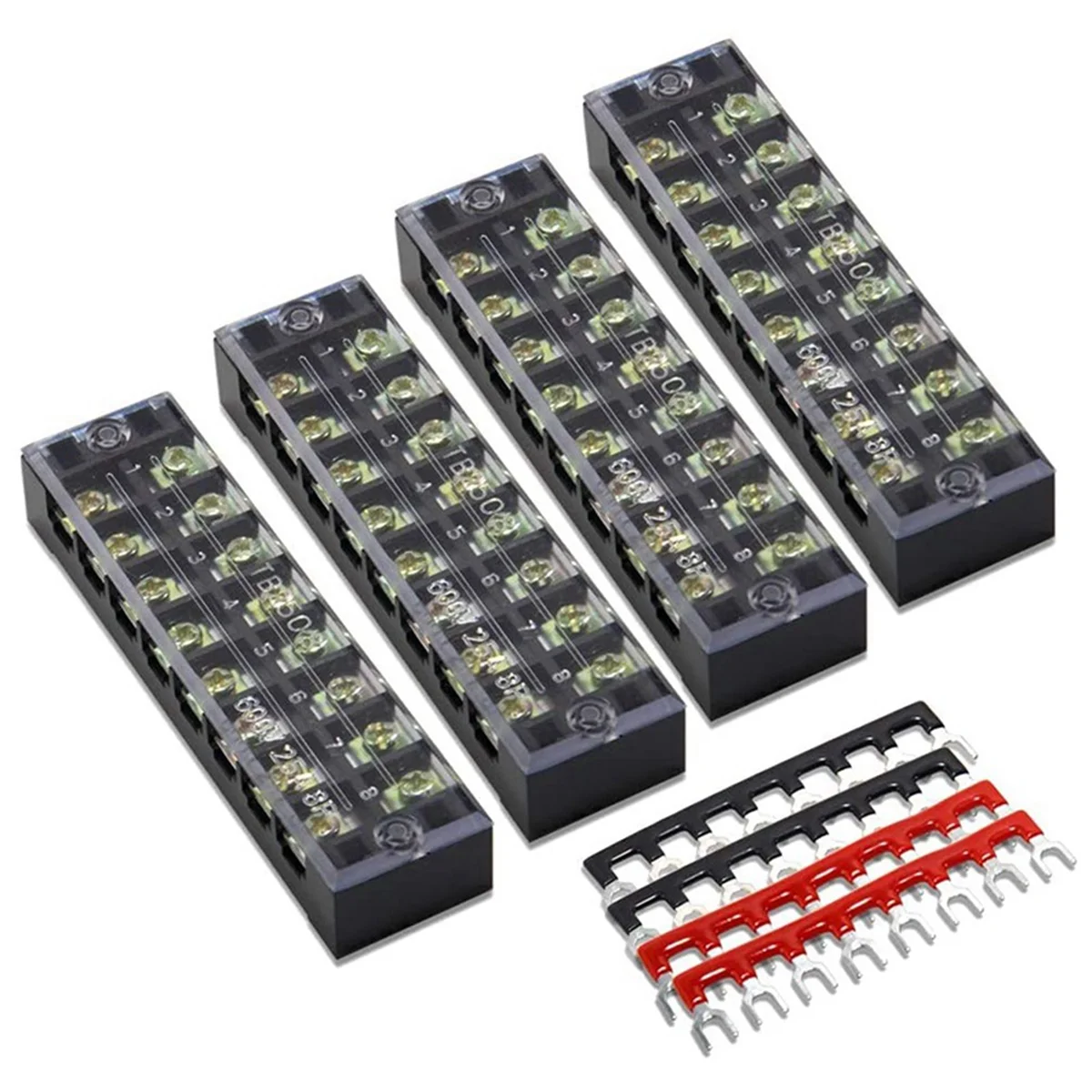 A44T4 Pc 8P Terminal Block, 4 Pc 8P Shorting Bar, TB1505 สารหน่วงไฟทองแดง Terminal Short-Circuit Terminal