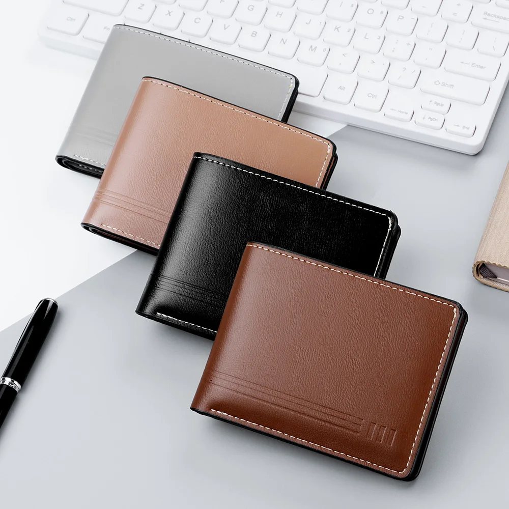 رجال الأعمال الرجعية محفظة قصيرة بو الجلود سستة محفظة نسائية للعملات المعدنية متعددة فتحة متعددة الوظائف محفظة رجالية