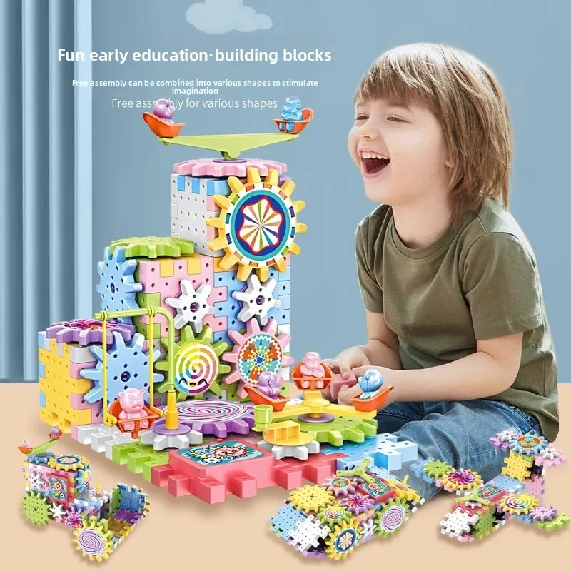 

Educational Transformable Building Blocks - Mechanical Gear Linkage, Early Childhood Educational Splicing Particle Blocks Toy