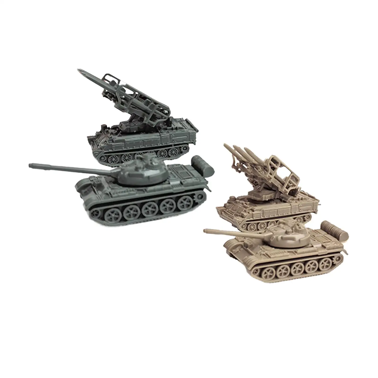 4 Pieces 1/144 Tank Model Ornaments Building Kits Home Decor 4D Modern Tank