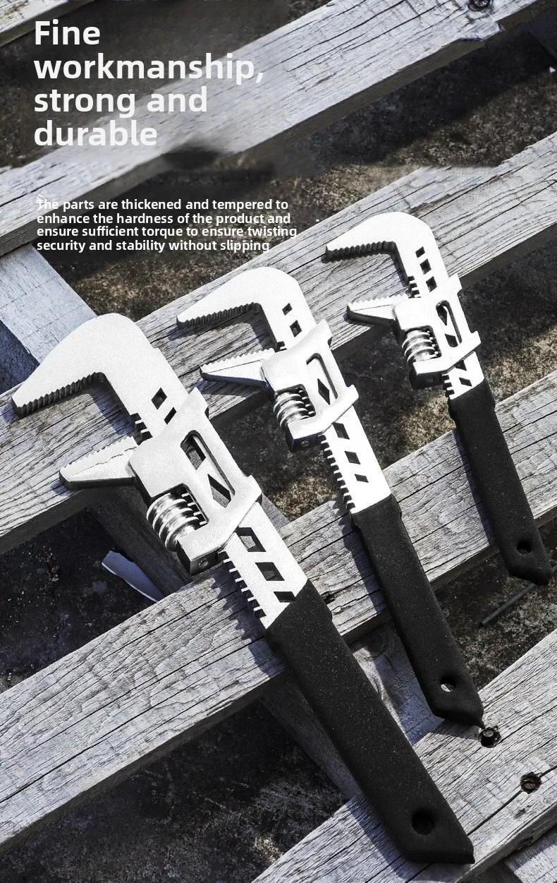 High-Carbon Steel F-Type Multifunctional Wrench Industrial Grade Pipe & Live Dual-Purpose Universal Tool