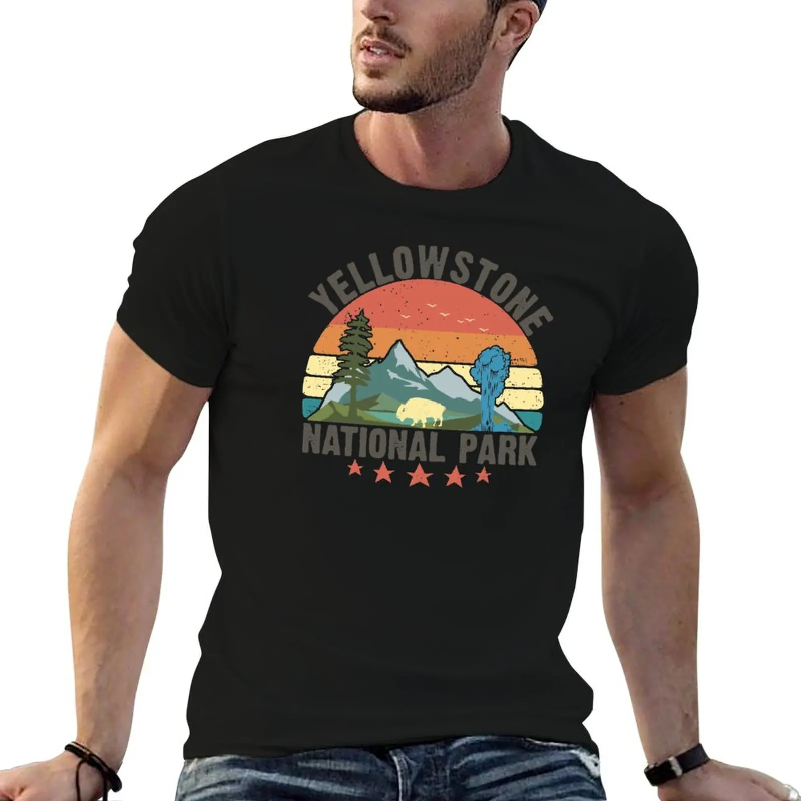 Yellowstone National Park Wyoming mountains landscape volcano geyser T-Shirt Thanksgiving Day Tee Top