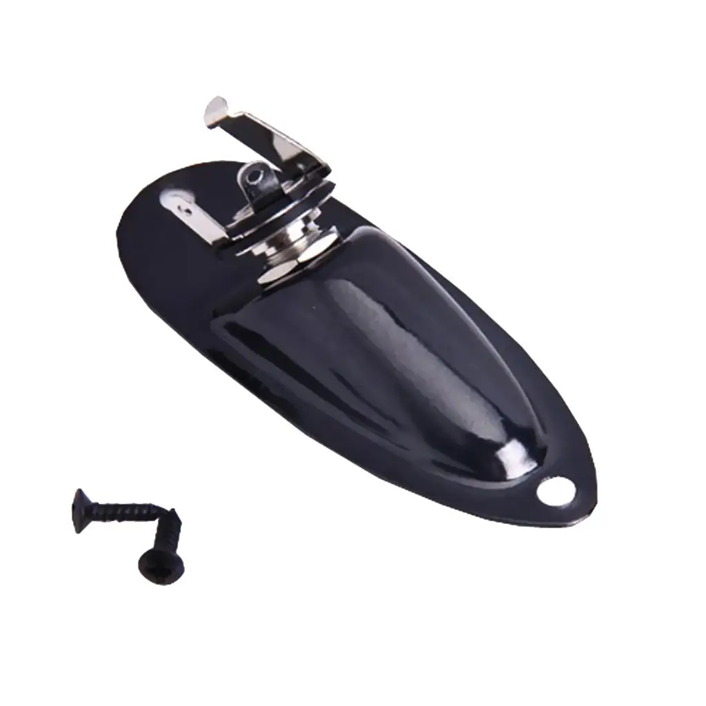 Electric Guitar Input Output Jack Plate Boat Style Black Zinc Alloy Hardware Upgrade