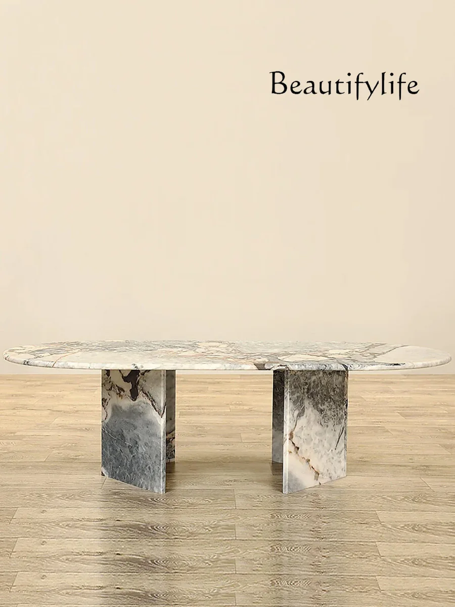 

Light luxury coffee table rectangular minimalist natural marble small apartment living room art cave stone coffee table