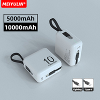 10000mAh Power Bank Large Capacity External Battery Portable Type-C Cable 5000mAh Mobile Powerbank For iPhone 16 Samsung Xiaomi