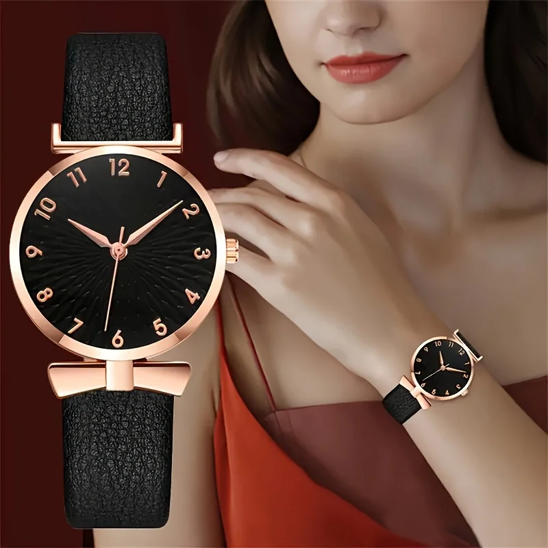 

Round Quartz Watches PU Leather Strap Alloy Pointer Alloy Dial Perfect Gifts For Women