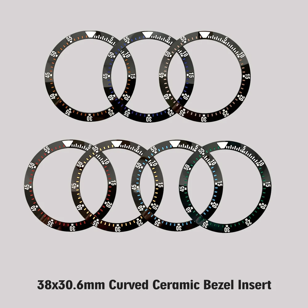 

38x30.6mm Amid Ceramic Bezel Insert Fit For SUB SKX007 SRPD NH35 NH36 Watch Case Parts Curved Watch Bezel Insert Ring Gifts