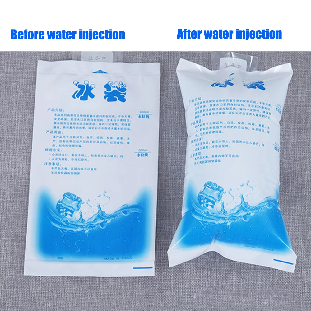Food Keep Refrigerate Water Injection Ice Pack Gel Dry Cooler Bag Icing Bags