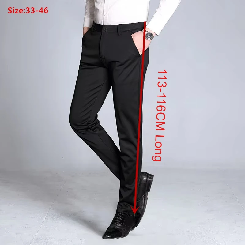 Formal Dress Suit Pants Tall Men 190CM Business Black Blue Plus Size 40 42 44 46 Extra Long Lengthened Straight Office Trousers