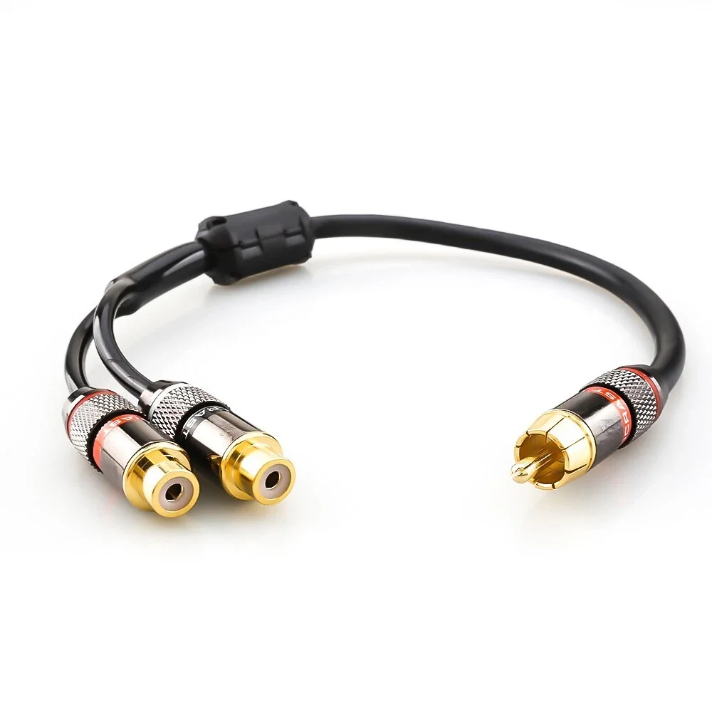 30cm Gold Plated RCA Male to 2 Female Audio Y Splitter Converter Adapter RCA Cable