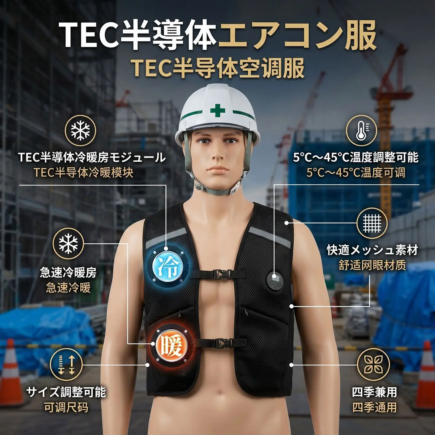 TEC Semiconductor Air Conditioning Suit Men's Cooling Vest Air-conditioning Vest Summer Outdoor Heat-resistant Clothing