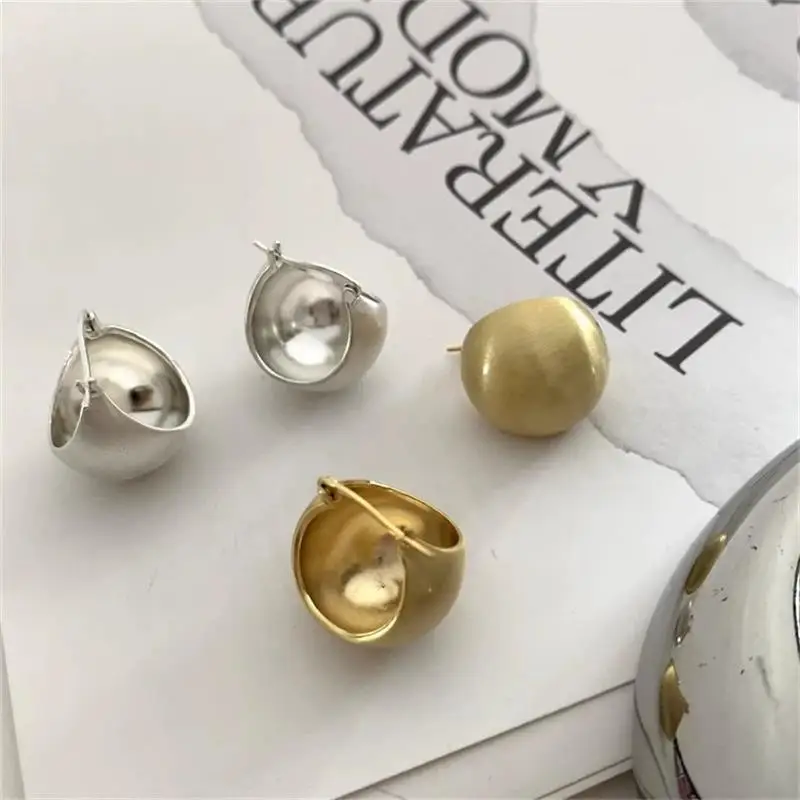 Metal Brushed Ball Hoop Earrings For Women Girl Fashion New Jewelry Accessories Gift Glamorous серьги женские