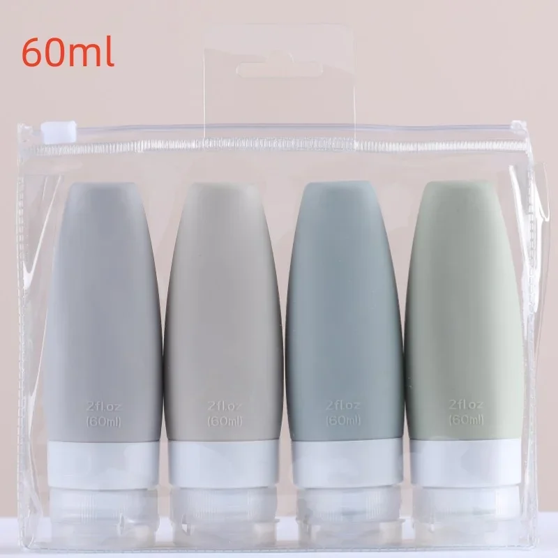 

60/90ml 3/4Pcs Silicone Dispenser Bottle Travelling Bottle Set Cosmetic Dispenser Storage Bottle Wash Set Bottle