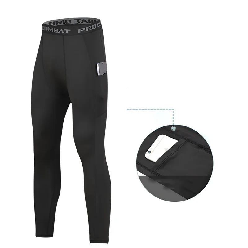 High Performance Men's Compression Shorts With Pocket - Quick Dry Breathable Stretchy Base Layer For Sports Gym Man Undrewear