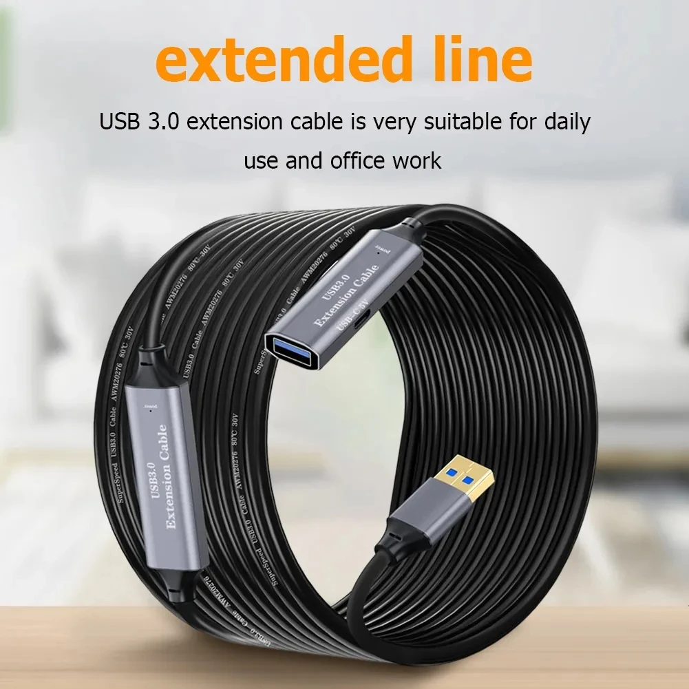 USB 3.0 Active Extension Cord   Type A Male to Type A Female USB Repeater with Signal Enhancer For Oculus Rift, Quest Link etc.