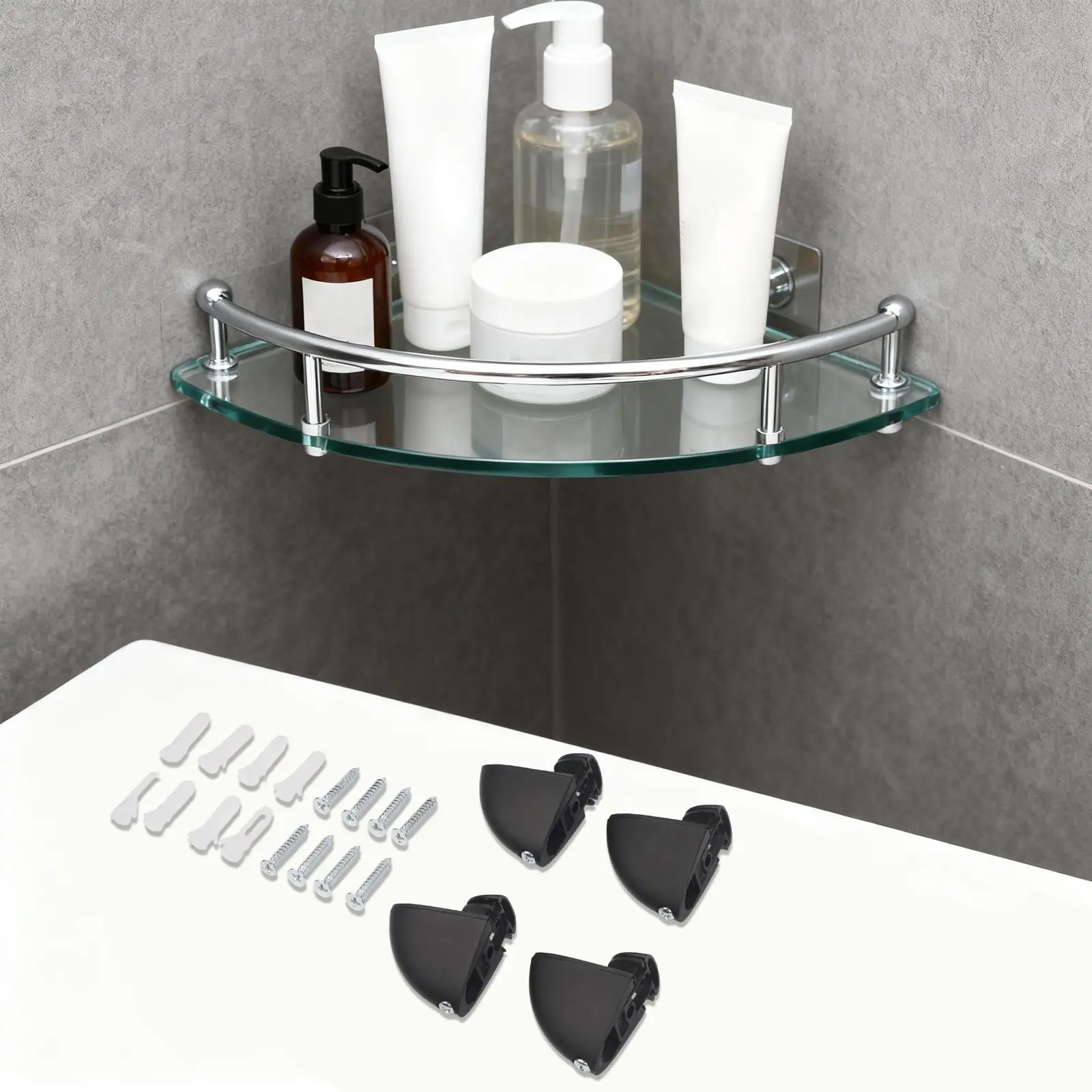 Non-slip Glass Holder Adjustable Shelf Supports Home Organization Black Finish Modern Design Multiple Size Options