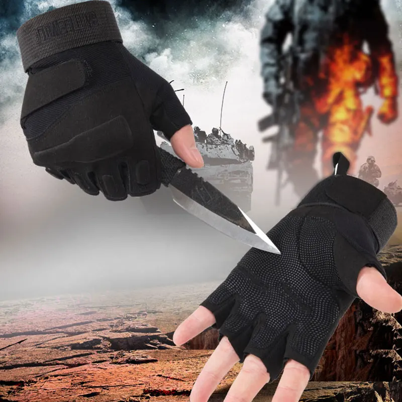 Outdoor Tactical Sport Gloves For Motorcycle Half Finger Type Military Combat Hand-Gloves Men Shooting Women Hunting Hot