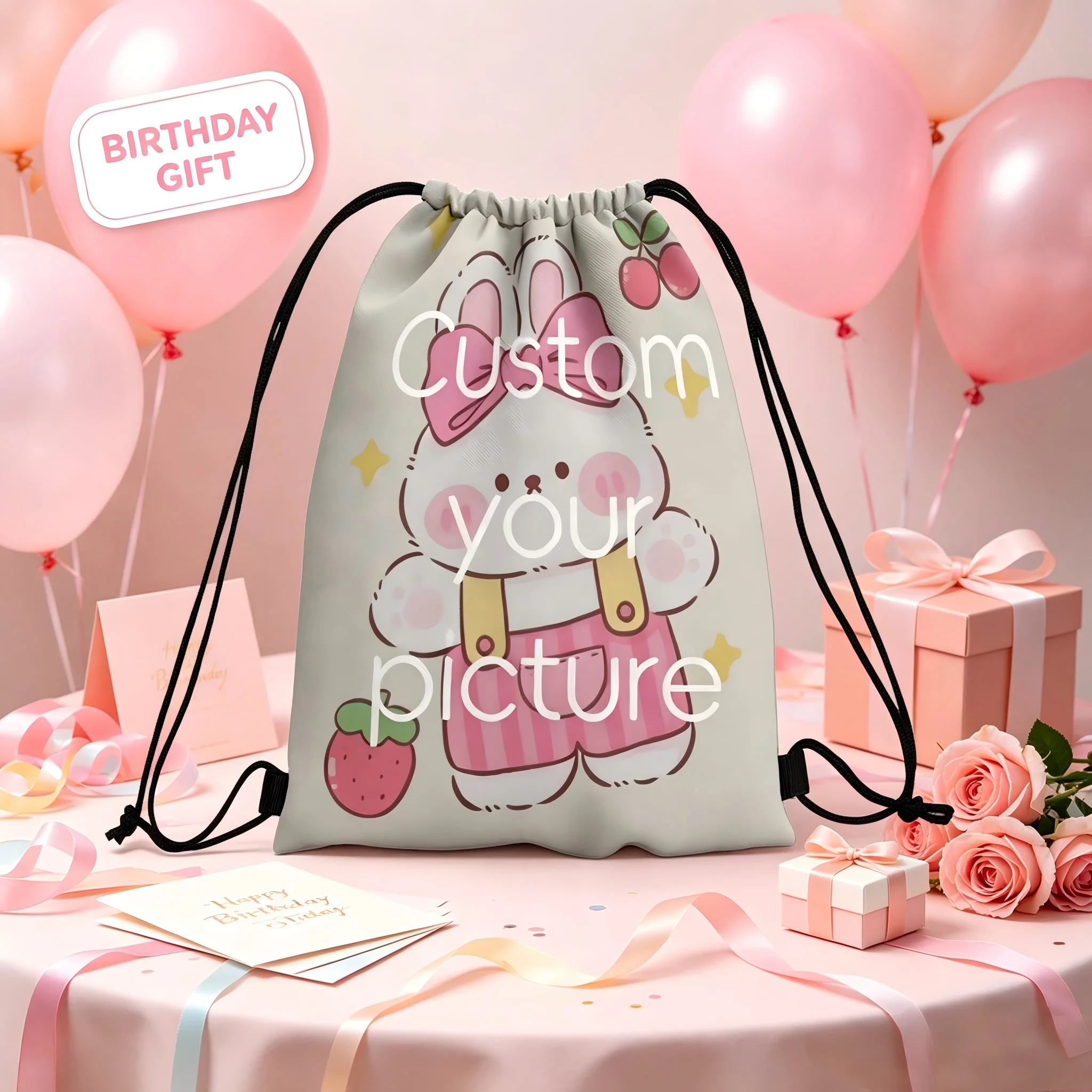 Men'S Grooming Bag - 1PCS Personalized Drawstring Backpack Custom Photo