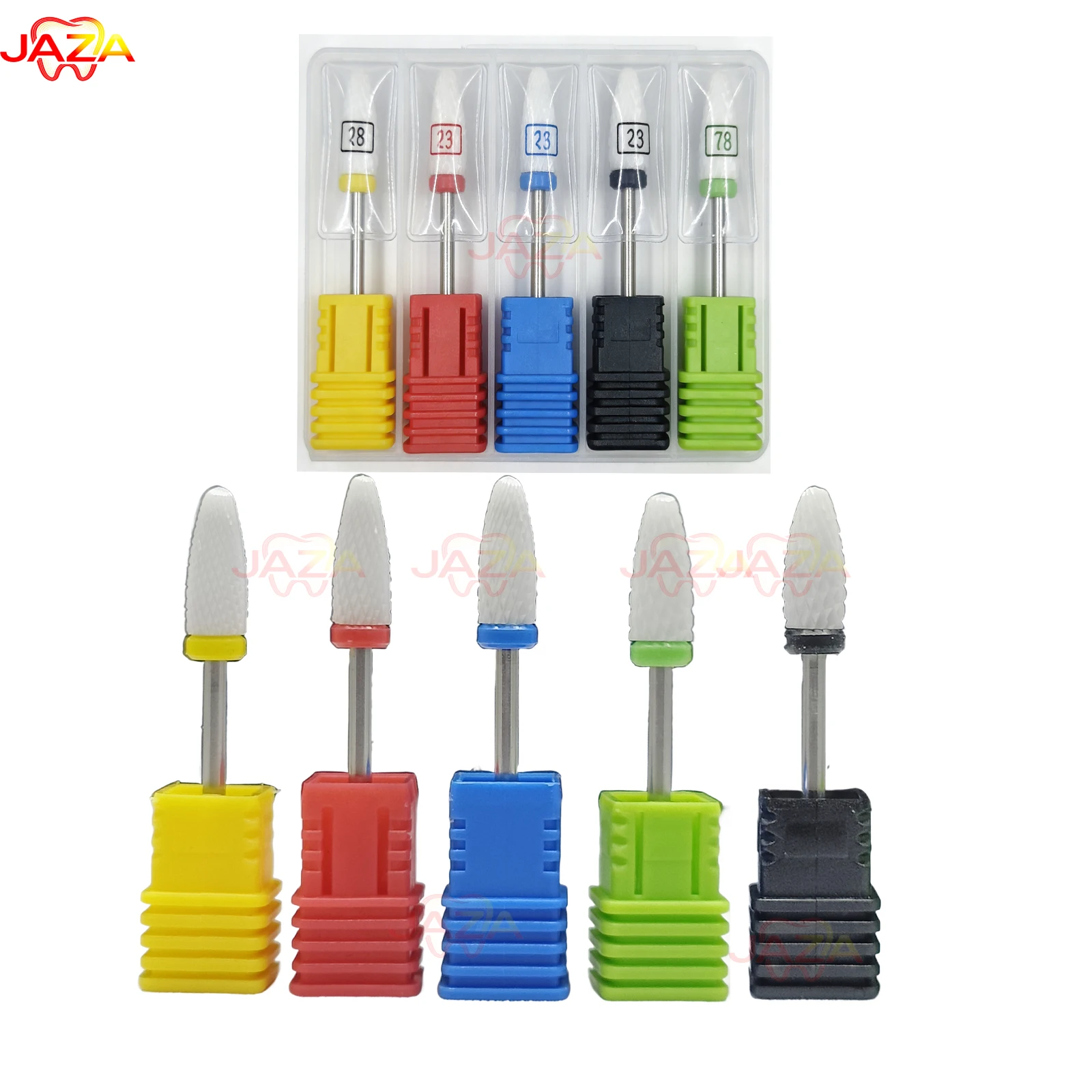 5 Grits Color Coded Dental Ceramic Polishing Burs FG Shank Fit High Speed Handpiece Dental Lab Equipment Restoration Tools