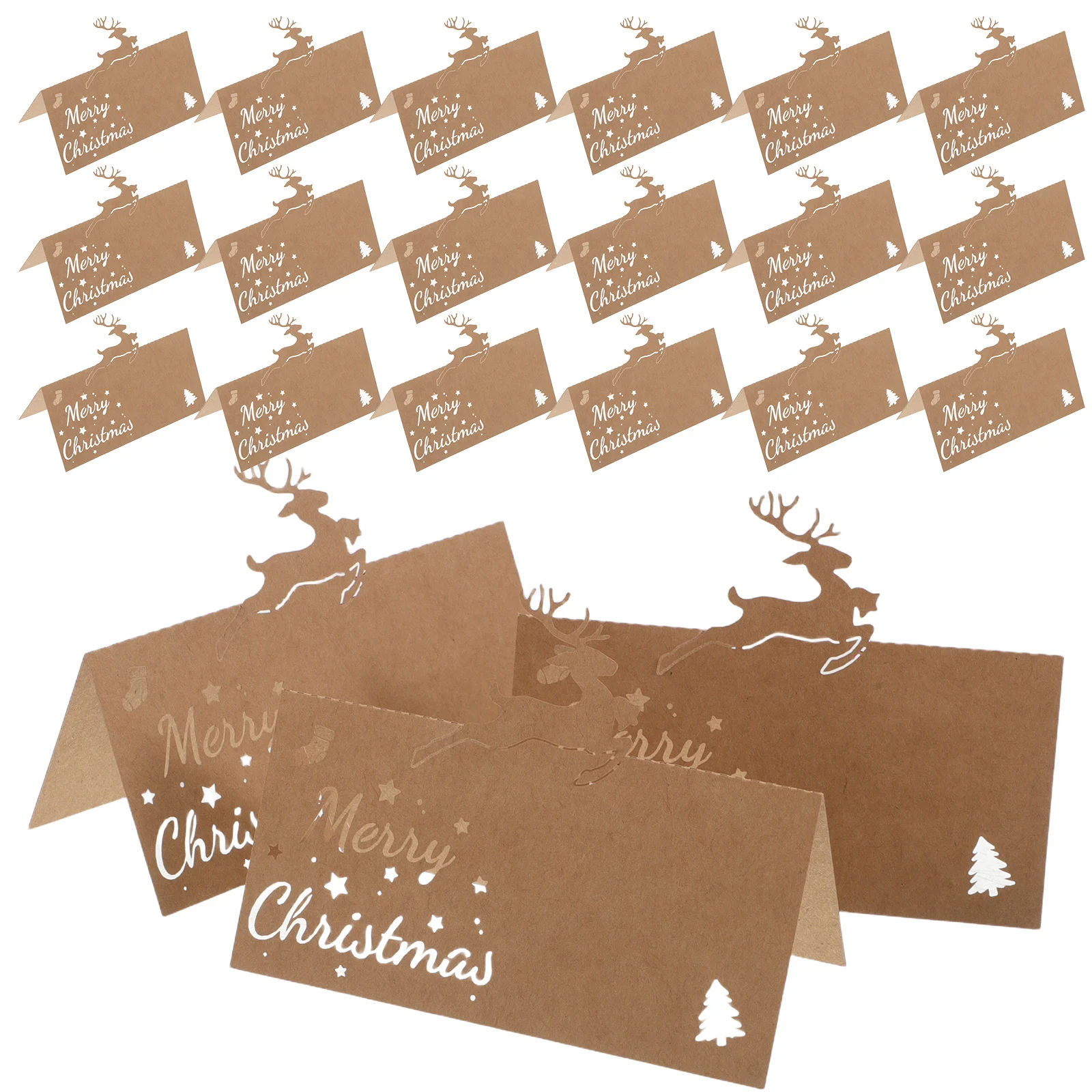 50 قطعة بطاقات مكان عيد الميلاد الرنة ندفة الثلج الجدول إعداد اسم العلامات عطلة عشاء حفل زفاف بطاقات الجلوس