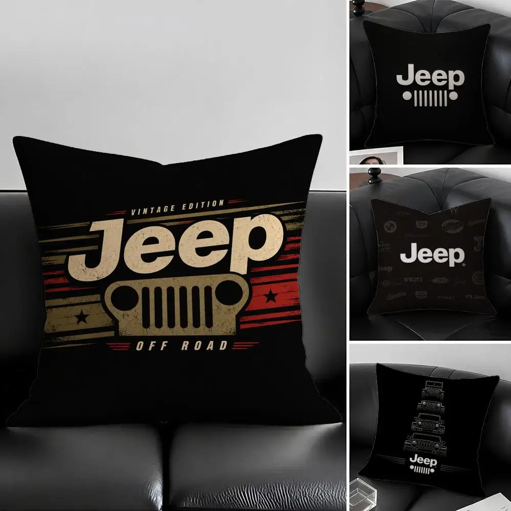 Brand Jeep Cushion Cover Natural Linen Pillowcase Set, All-in-One Decor for Sofa, Bedroom & Chair