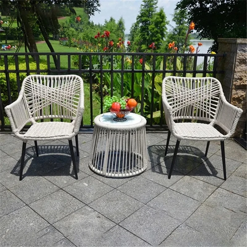 m Rattan Outdoor Beach Chairs Outdoor Furniture Leisure Back Armchair High-end Balcony Garden Dining Chair m