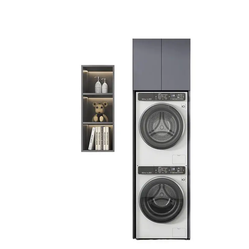 

Balcony double machine stacked combined small apartment washing machine dryer integrated cabinet honeycomb