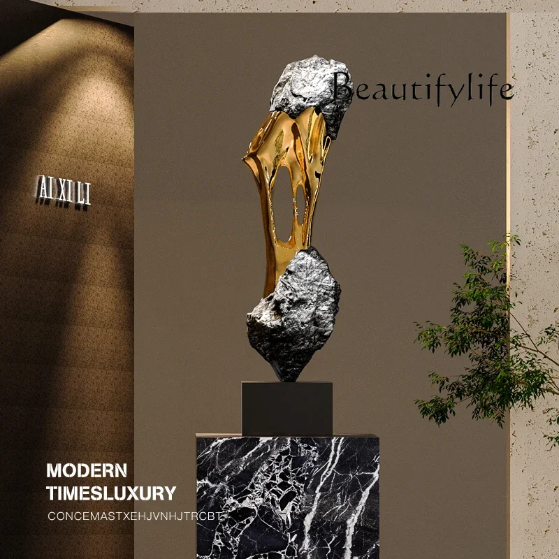 

Commercial Light luxury stone to run floor-to-ceiling ornaments model room next to the TV cabinet on the sofa side of the living