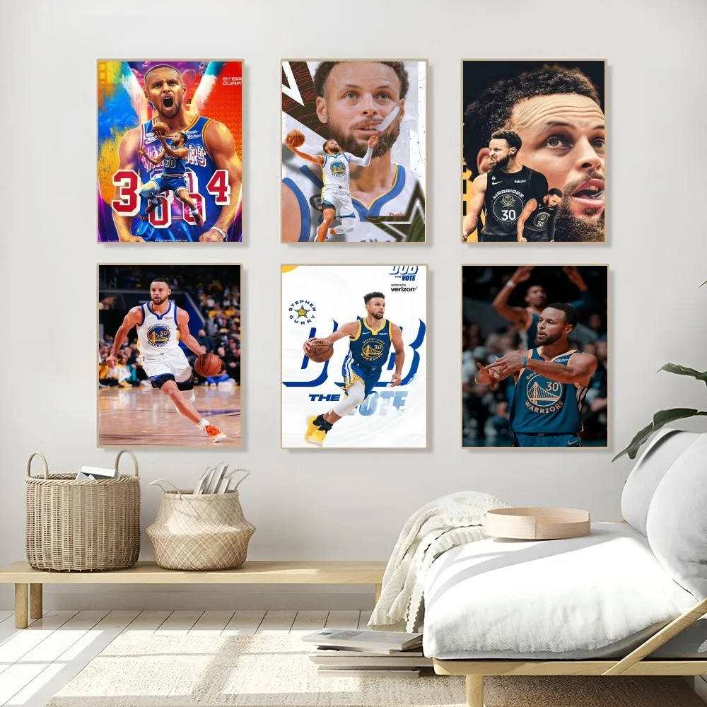 1PC Stephen Curry Poster Self-adhesive Art Waterproof Paper Sticker Coffee House Bar Room Wall Decor