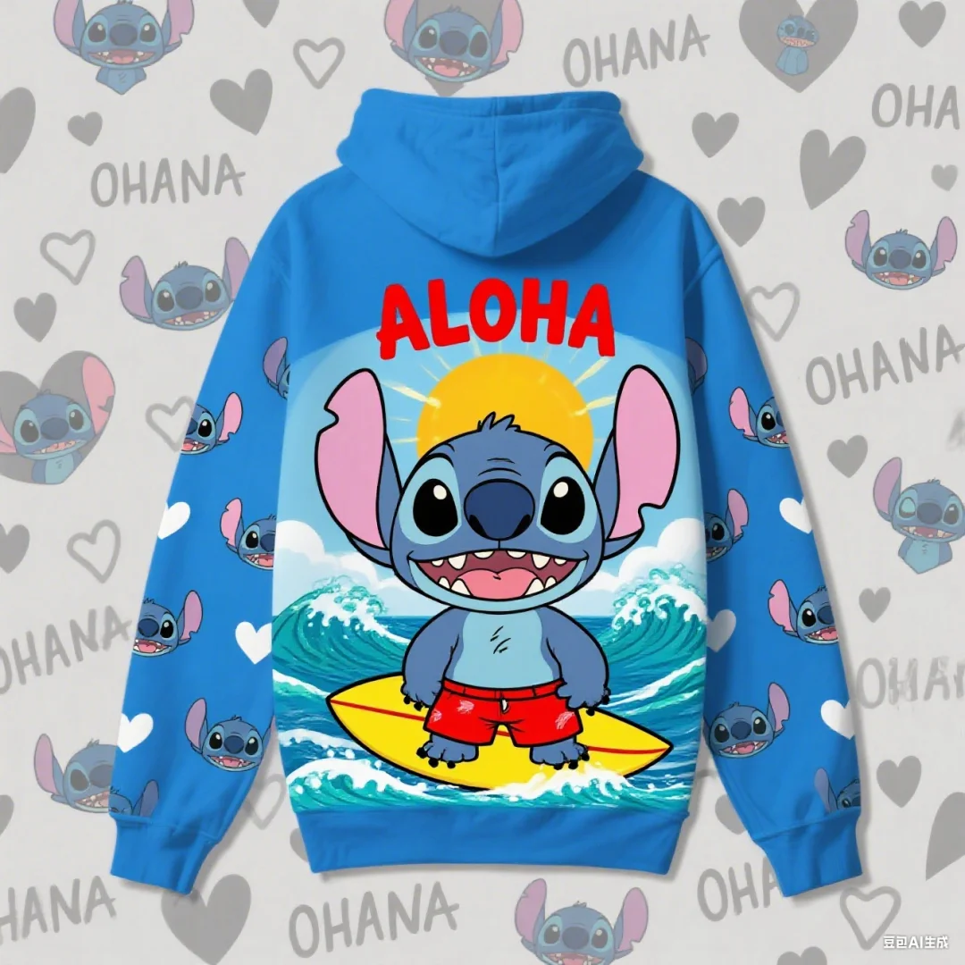 Disney Stitch graphic hoodie 3D Print Autumn Fashion Leisure Sweatshirts Y2K Children's Hoodies Men's And Women's Hoodies
