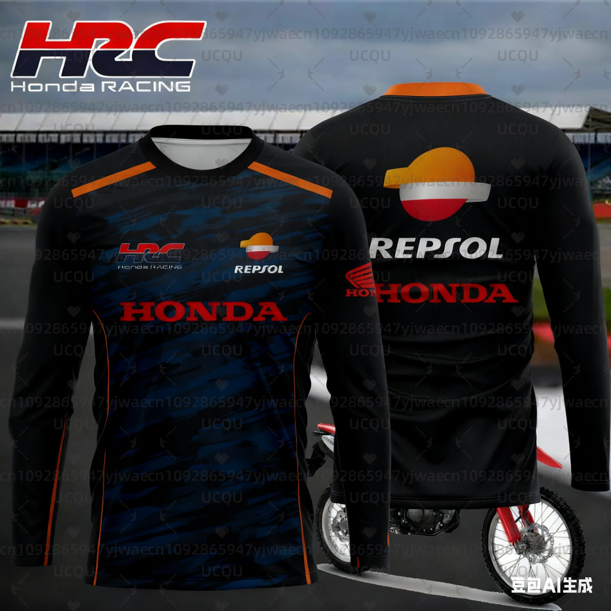

Мужская и женская мотоциклетная футболка с длинными рукавами для езды на велосипеде Honda, летняя быстросохнущая футболка с длинными рукавами