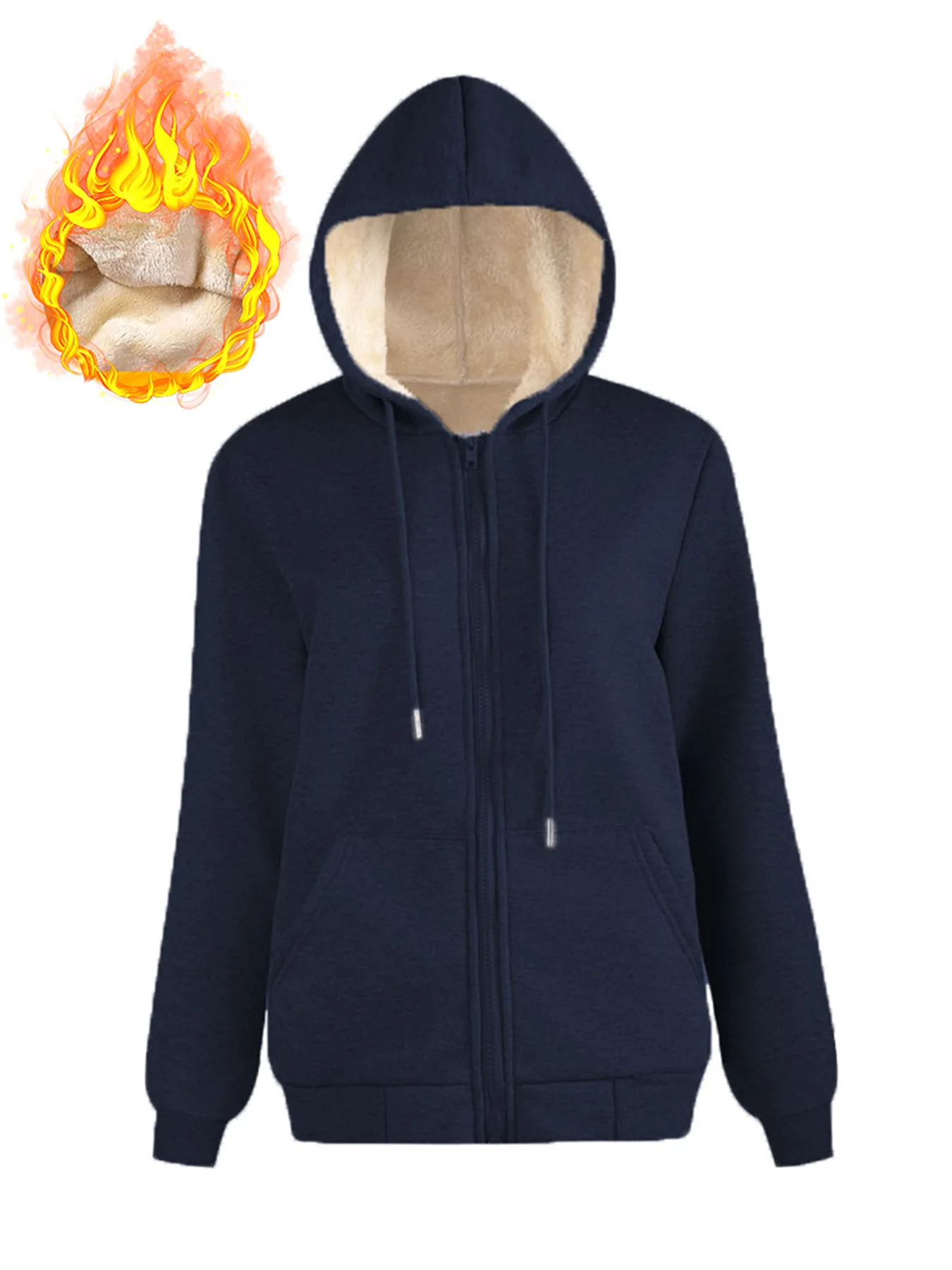 Women's Warm Fleece Lined Hoodie Thick Sherpa Pullover Drawstring Winter Sweatshirt Long Sleeve Multicolor Casual Top