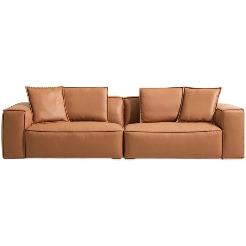 

Small apartment leather sofa Italian minimalist